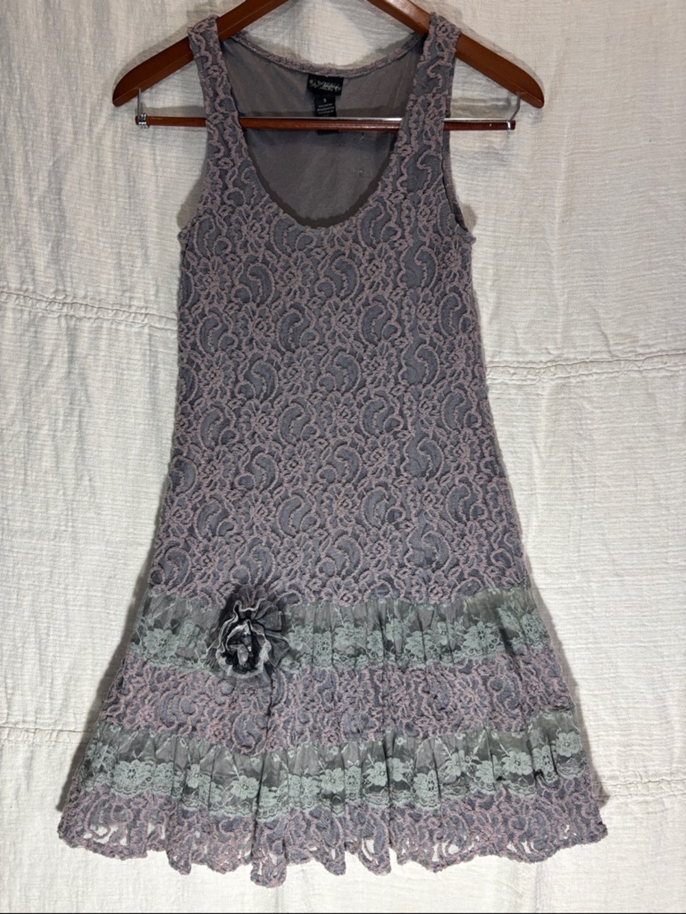 Daytrip Dusty Rose and Sage Lace Sleeveless Dress
